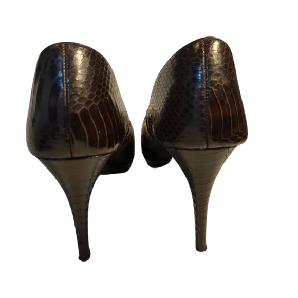 Christian Siriano for Payless Platform Pumps Crocodile Chocolate Brown Sz 8 Heel - Picture 3 of 5